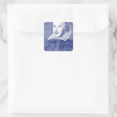 William Shakespeare Portrait from First Folio Quadratischer Aufkleber (Tasche)