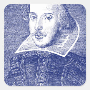 William Shakespeare Portrait from First Folio Quadratischer Aufkleber