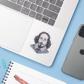 William Shakespeare Portrait Hamlet Illustration Aufkleber (Laptop mit iPhone)