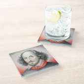 William Shakespeare Portrait Hamlet Illustration Glasuntersetzer (Schrägansicht)