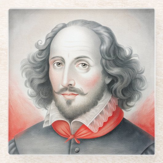 William Shakespeare Portrait Hamlet Illustration Glasuntersetzer (Vorderseite)