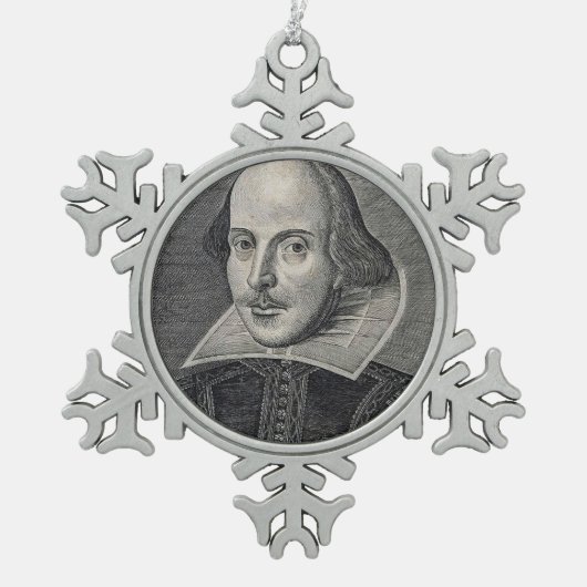 William Shakespeare Portrait Schneeflocken Zinn-Ornament (Vorderseite)