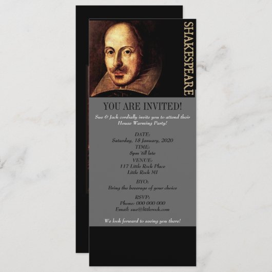 William Shakespeare-Porträt Einladung (Vorne/Hinten)