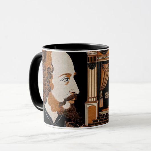 William Shakespeare Porträtbild Gold Tasse (Vorderseite Links)