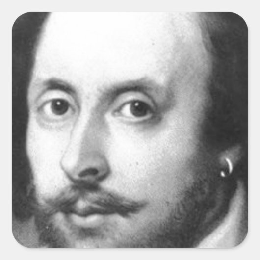 William Shakespeare Quadratischer Aufkleber (Vorderseite)