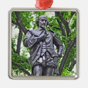William Shakespeare-Statue im Central Park Silbernes Ornament