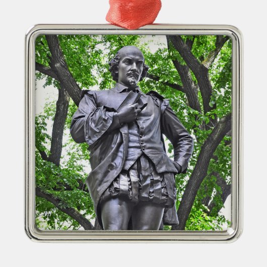 William Shakespeare-Statue im Central Park Silbernes Ornament (Vorne)