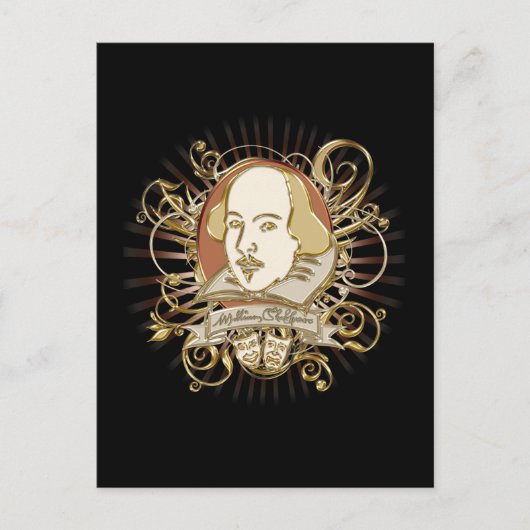 William Shakespeare Wappen (Gold) Postkarte (Vorderseite)