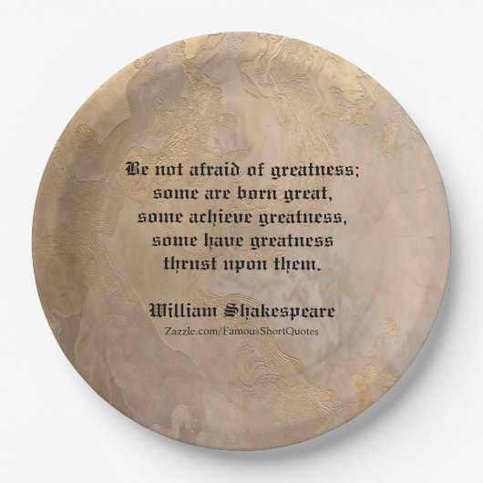 William Shakespeare Zitat - Teller aus Papier zur  (Vorderseite)