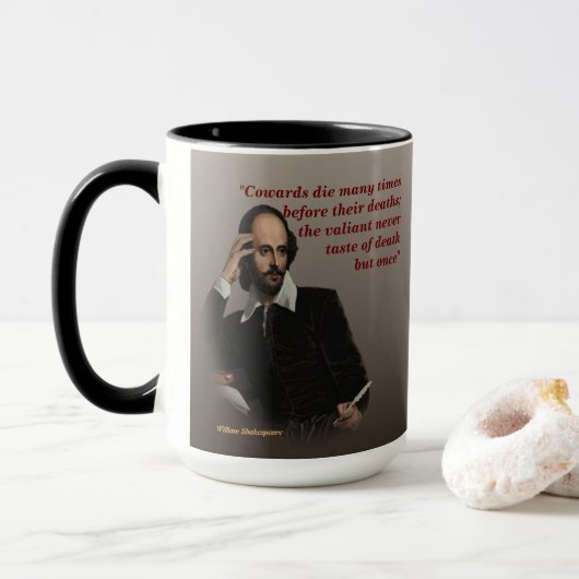 William Shakespeare Zitat über Feiglinge und Tod Tasse (Mit Donut)