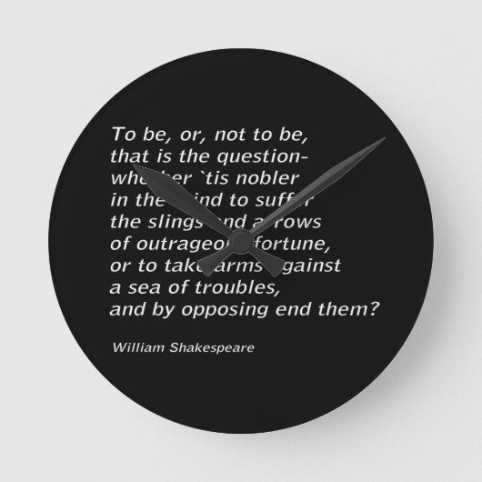 William Shakespeares "Hamlet" Runde Wanduhr (Vorderseite)