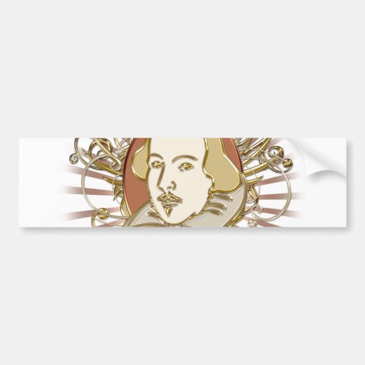 William- ShakespeareWappen (Gold) Autoaufkleber (Vorne)