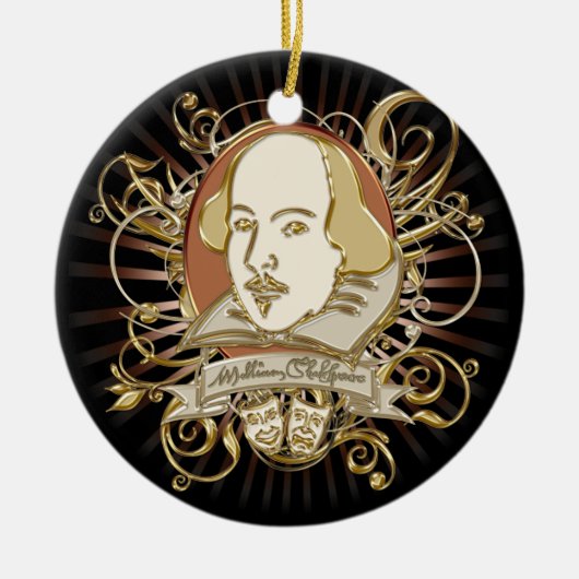 William- ShakespeareWappen (Gold) Keramik Ornament (Vorne)