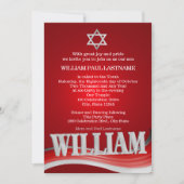 William Steel Wave Red Bar Mitzvah Einladung (Vorderseite)