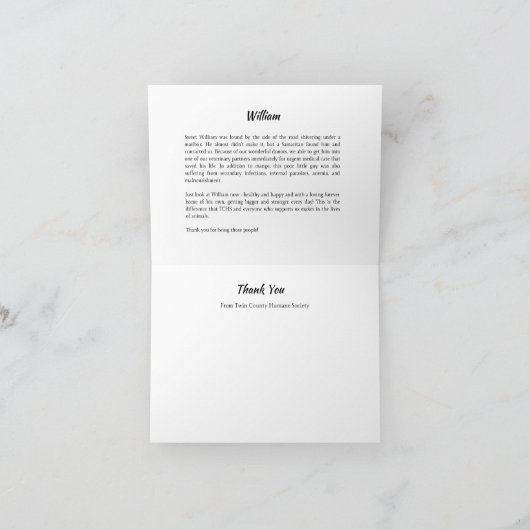 William TCHS Vielen Dank Karte (Innenseite)