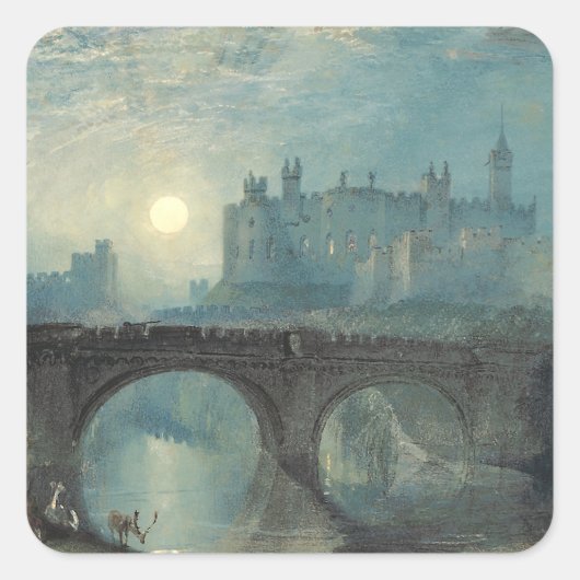 William Turner Alnwick Castle Quadratischer Aufkleber (Vorderseite)