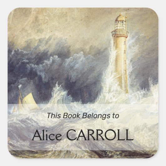 William Turner - Bell Rock Lighthouse Quadratischer Aufkleber (Vorderseite)