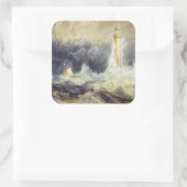 William Turner - Bell Rock Lighthouse Quadratischer Aufkleber (Tasche)