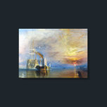 William Turner - Der Kampftemeraire Leinwanddruck<br><div class="desc">Der kämpfende Temeraire zog sich an ihren letzten Liegeplatz,  um getrennt zu werden - Joseph Mallord William Turner im Jahr 1838</div>