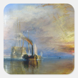 William Turner - Die Fighting Temeraire Quadratischer Aufkleber