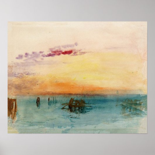William Turner - Die Lagune bei Venedig bei Sonnen Poster (Vorne)
