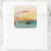 William Turner - Die Lagune bei Venedig bei Sonnen Quadratischer Aufkleber (Tasche)