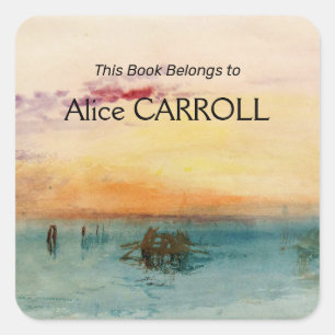 William Turner - Die Lagune bei Venedig bei Sonnen Quadratischer Aufkleber
