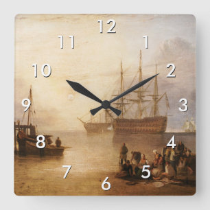 William Turner - Die Sonne geht durch den Dunst un Quadratische Wanduhr