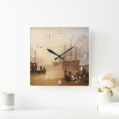 William Turner - Die Sonnenlandschaft durch Vapor Quadratische Wanduhr (Zuhause)