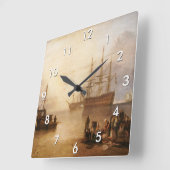 William Turner - Die Sonnenlandschaft durch Vapor Quadratische Wanduhr (Winkel)