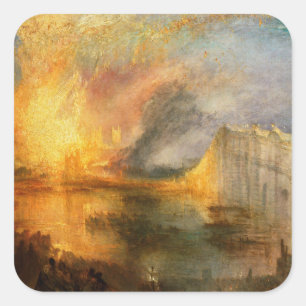 William Turner - The Burning of the Parliament Quadratischer Aufkleber