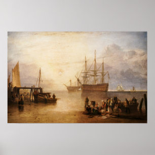 William Turner - The Sun Setting Through Vapour Poster