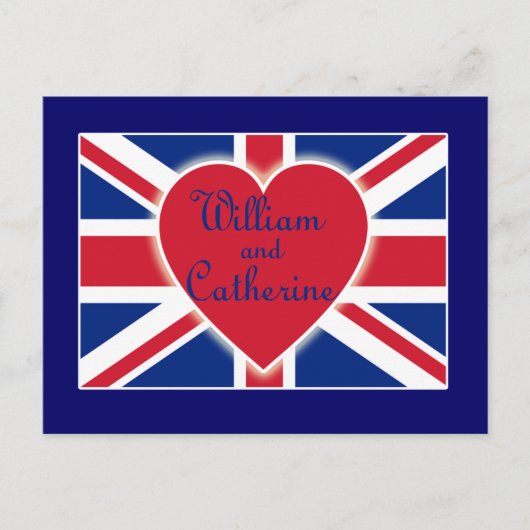 William und Catherine mit Union Jack Products Postkarte (Vorderseite)