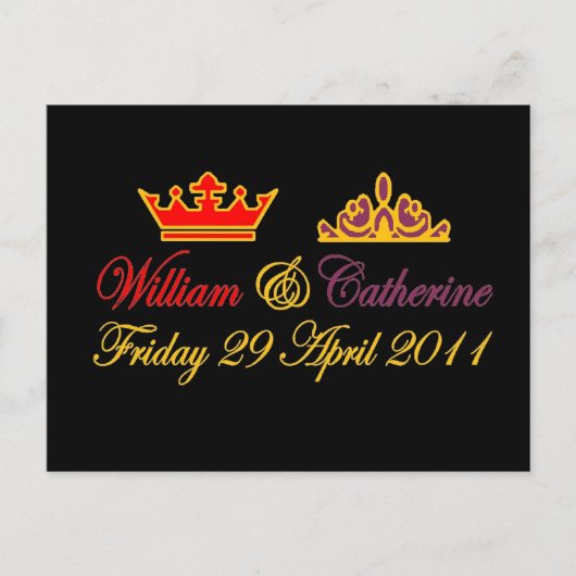 William und Catherine Royal Wedding Postkarte (Vorderseite)