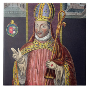 William von Wykeham (1325-1404) (Farbelitho) Fliese