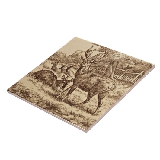 William Wise Animal Series Deer Tile Repro 1879 Fliese (Seite)