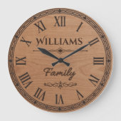 Williams Family Wall Clock – Wooden Style Decor  Große Wanduhr (Vorderseite)
