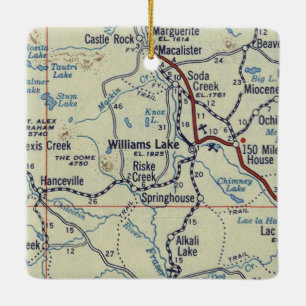 Williams Lake BC Vintag Map Keramikornament
