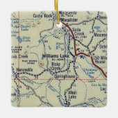 Williams Lake BC Vintag Map Keramikornament (Vorderseite)