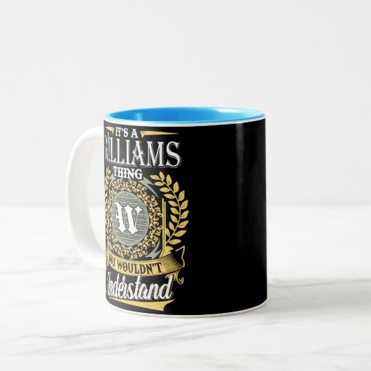 Williams Name Zweifarbige Tasse (Vorderseite Links)