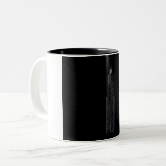 Williams/Sears Tower, schwarzer Hintergrund Zweifarbige Tasse (Vorderseite Links)
