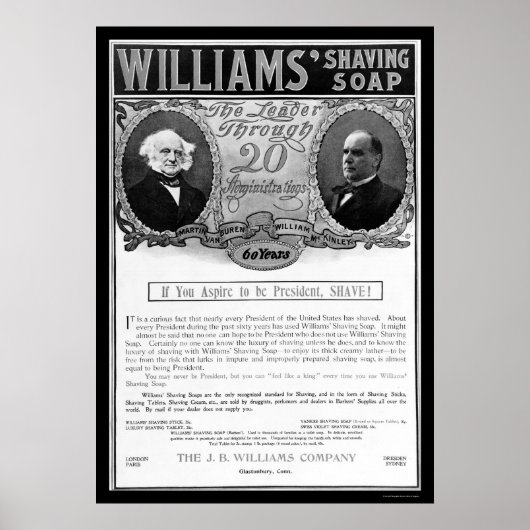 Williams Shave Soap Ad 1901 Poster (Vorne)