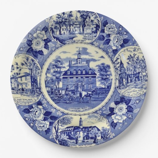 Williamsborg China Blau Papier Teller (Vorderseite)