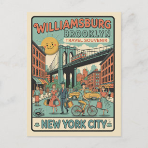 Williamsburg Brooklyn Retro 1950er Jahre Reise  Postkarte