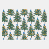 Williamsburg Christmas Blue und Orange Geschenkpapier Set (Vorderseite)