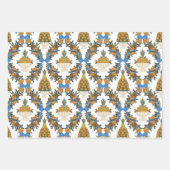 Williamsburg Christmas Blue und Orange Geschenkpapier Set (Vorderseite 2)