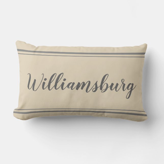 Williamsburg Gray and Beige Stripe Pillow Lendenkissen (Vorderseite)
