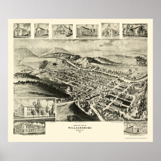 Williamsburg, PA Panoramic Map -1906 Poster (Vorne)