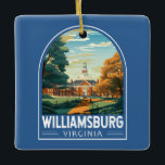 Williamsburg Virginia Reisen Kunst Vintag Keramikornament<br><div class="desc">Williamsburg Retrovektor Vektor-Reise-Design. Williamsburg,  eine Stadt im US-Staat Virginia,  war von 1699 bis 1780 Hauptstadt der Virginia-Kolonie und spielte eine bedeutende Rolle in der Amerikanischen Revolution.</div>