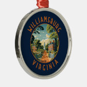 Williamsburg Virginia Retro Distressed Circle Ornament Aus Metall (Rechts)